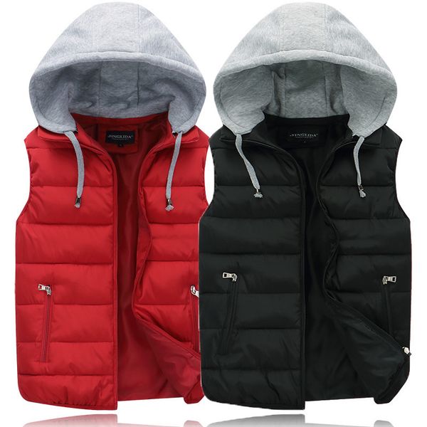 thick large men's shoulder fall winter college students detachable hat down warm cotton vest, Black;white
thick large men's shoulder fall winter college students detachable hat down warm cotton vest, Black;white