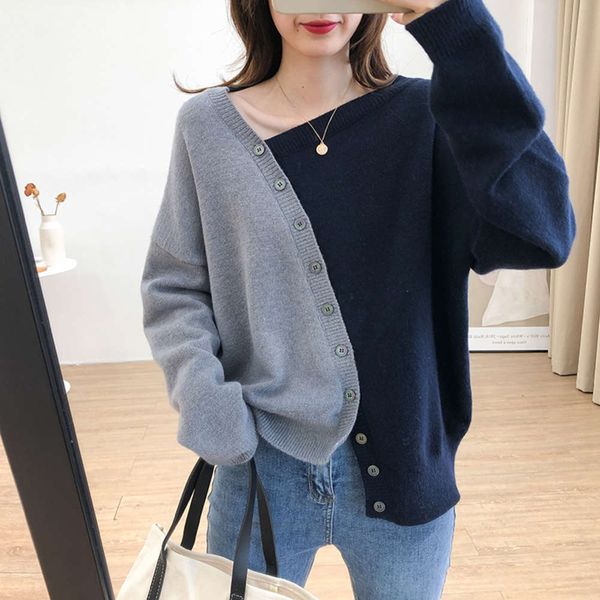irregular oblique button design color contrast long sleeve t-shirt women's 2020 korean loose thin sweater bottom coat, White;black
irregular oblique button design color contrast long sleeve t-shirt women's 2020 korean loose thin sweater bottom coat, White;black
