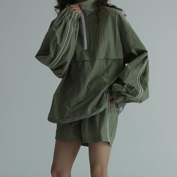 women's tracksuits casual two piece set womens stand collar long sleeve high waist loose shorts female solid sets korean fashion 2021, Gray
women's tracksuits casual two piece set womens stand collar long sleeve high waist loose shorts female solid sets korean fashion 2021, Gray