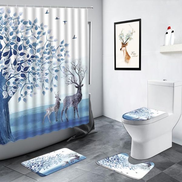 shower curtains creative blue tree elk forest animals abstract art design leaves bathroom decor rug non-slip toilet bath mat set
shower curtains creative blue tree elk forest animals abstract art design leaves bathroom decor rug non-slip toilet bath mat set