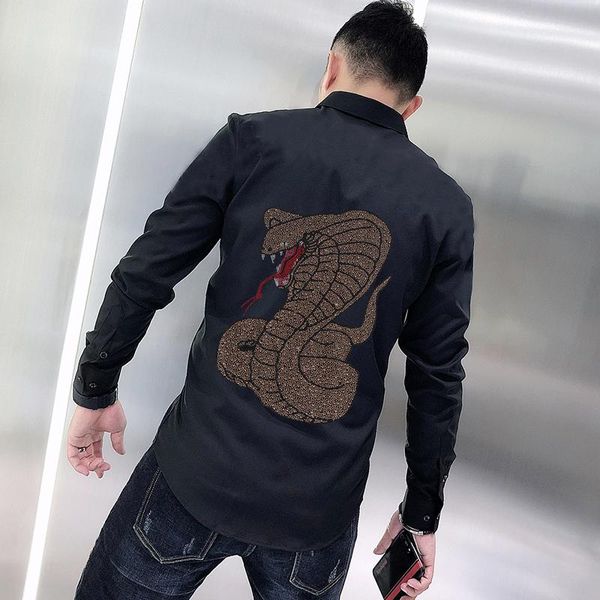 men's casual shirts trend spring lapel t-shirt business rhinestone diamond workwear fashion long sleeve slim, White;black
men's casual shirts trend spring lapel t-shirt business rhinestone diamond workwear fashion long sleeve slim, White;black
