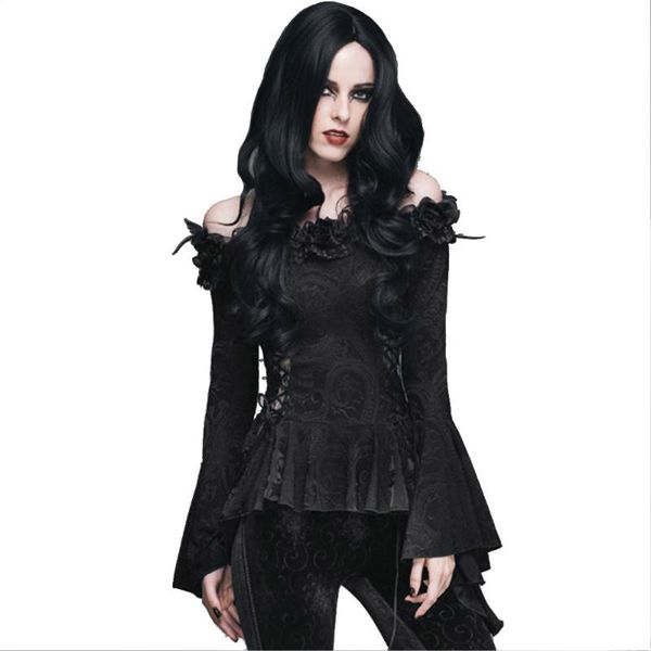 women's blouses & shirts gothic women lace victorian blouse flare sleeve steampunk floral slim casual shirt top, White
women's blouses & shirts gothic women lace victorian blouse flare sleeve steampunk floral slim casual shirt top, White