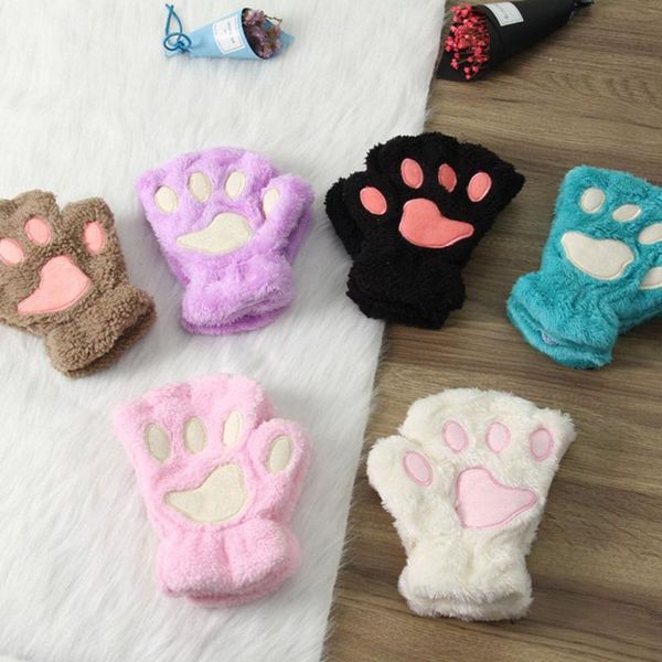 five fingers gloves 1pair women girls lovely winter warm fingerless fluffy bear cat plush claw half finger mitten, Blue;gray
five fingers gloves 1pair women girls lovely winter warm fingerless fluffy bear cat plush claw half finger mitten, Blue;gray