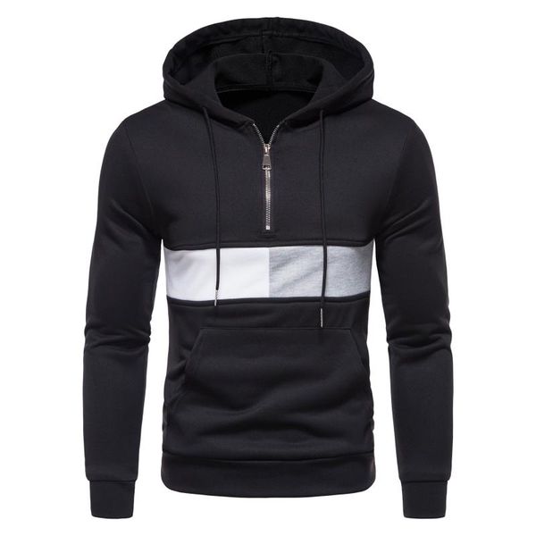 men's hoodies & sweatshirts casual patchwork long sleeve hooded zipper drawstring pullover blouse, Black
men's hoodies & sweatshirts casual patchwork long sleeve hooded zipper drawstring pullover blouse, Black