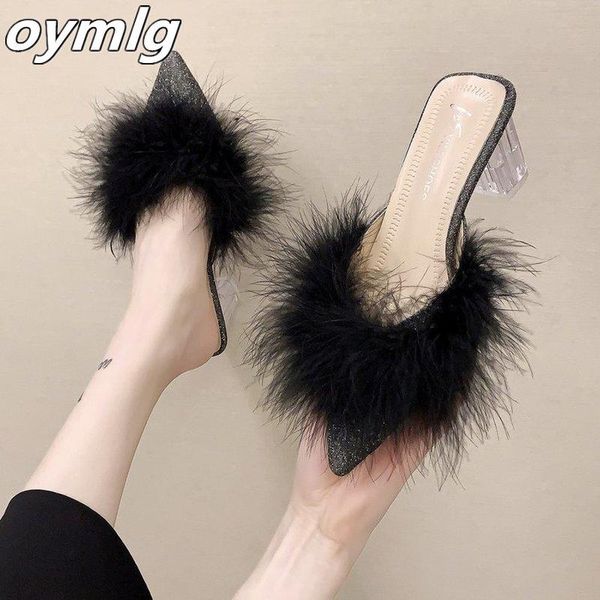 dress shoes 2021 sequin cloth korean thick half drag women's summer wear heel pointed fashion crystal plush, Black
dress shoes 2021 sequin cloth korean thick half drag women's summer wear heel pointed fashion crystal plush, Black