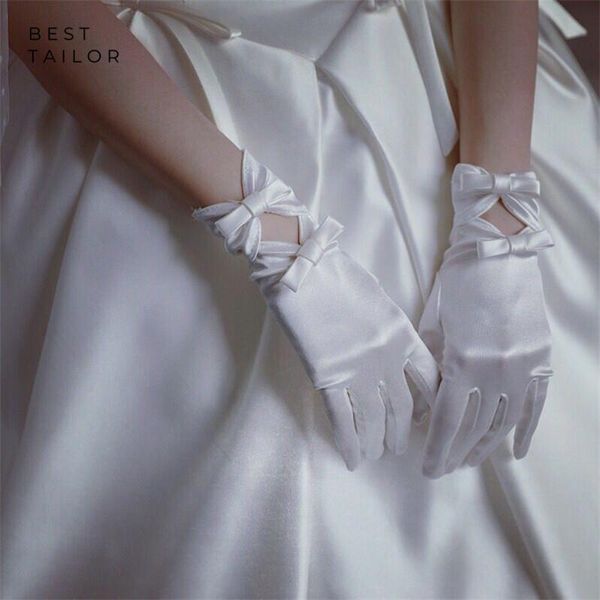 bridal gloves short wedding hand finger wrist ivory satin cuffs with bows elegant accessories mariage femme, White
bridal gloves short wedding hand finger wrist ivory satin cuffs with bows elegant accessories mariage femme, White