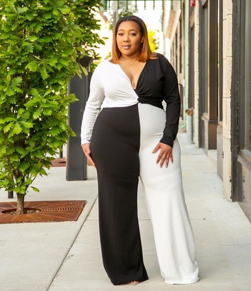 women's pants & capris 2021 european and american plus size clothes black white stitching dress v-neck long sleeve one-piece
women's pants & capris 2021 european and american plus size clothes black white stitching dress v-neck long sleeve one-piece