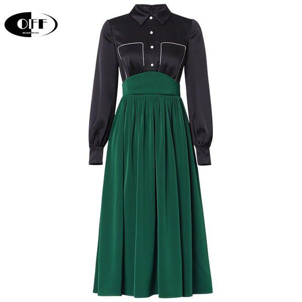casual dresses french elegant high waist patchwork midi long sleeve lady office party night shirt dress designer quality vestidos, Black;gray
casual dresses french elegant high waist patchwork midi long sleeve lady office party night shirt dress designer quality vestidos, Black;gray