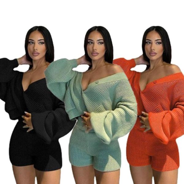 women's tracksuits somoshein women sweater shorts sets long sleeve fall clothes v-neck loose cardigan crop basic crochet ropa mujers st, Gray
women's tracksuits somoshein women sweater shorts sets long sleeve fall clothes v-neck loose cardigan crop basic crochet ropa mujers st, Gray