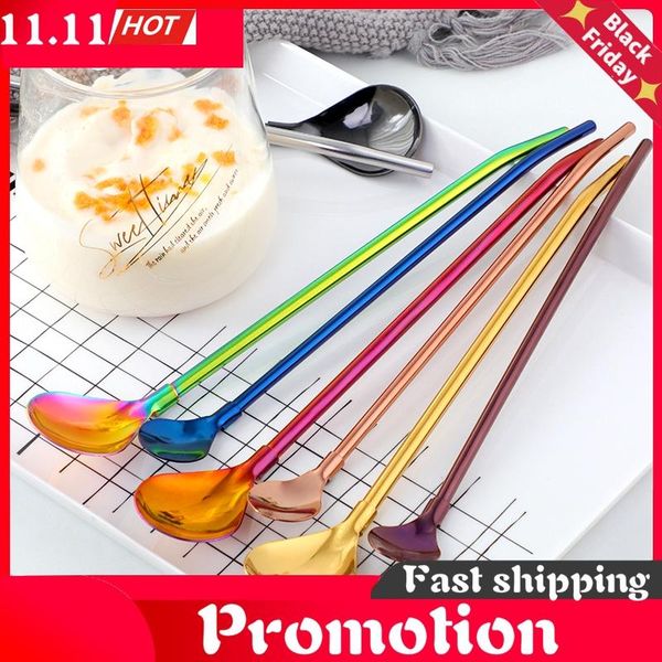 drinking straws 2pcs colorful reusable spoon stainless steel metal cocktail stirring bar milk coffee tools
drinking straws 2pcs colorful reusable spoon stainless steel metal cocktail stirring bar milk coffee tools