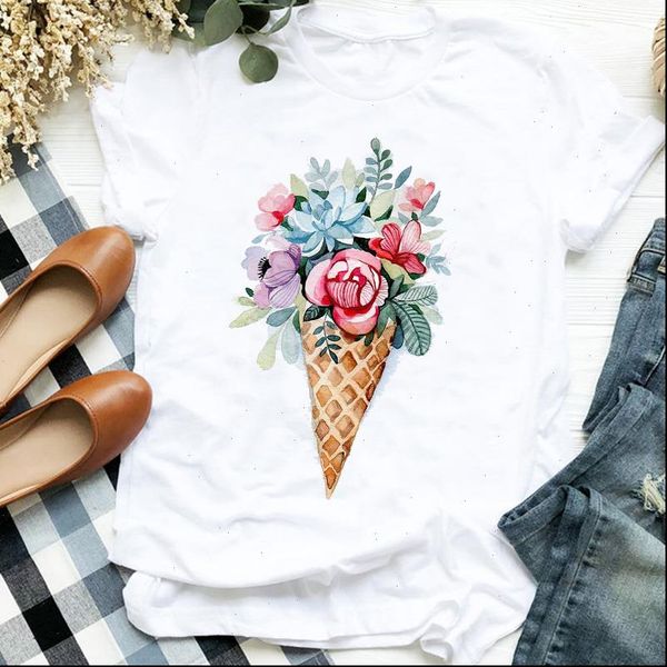women lady 90s watercolor cartoon ice cream beach floral print t tee womens tshirt female shirt clothes graphic t shirt, White
women lady 90s watercolor cartoon ice cream beach floral print t tee womens tshirt female shirt clothes graphic t shirt, White