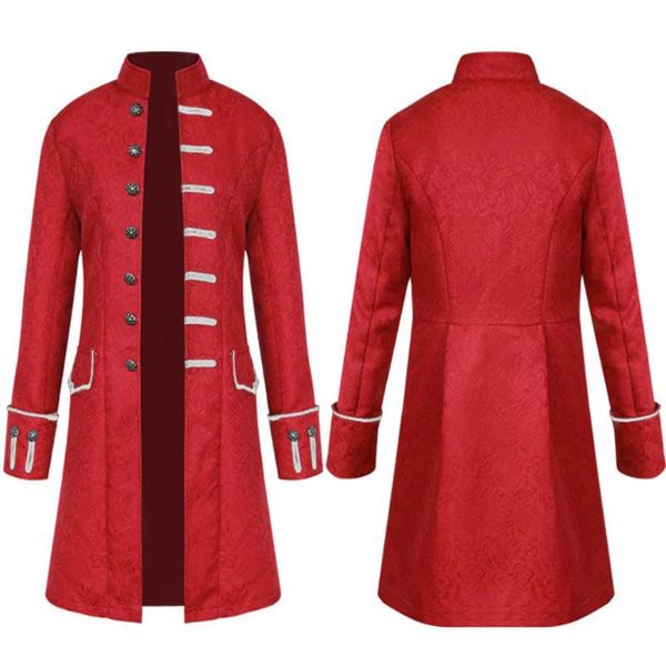 men's trench coats 4 colors men fashion solid color coat long sleeve steam punk style stand-up collar retro plus size outwear for party, Tan;black
men's trench coats 4 colors men fashion solid color coat long sleeve steam punk style stand-up collar retro plus size outwear for party, Tan;black