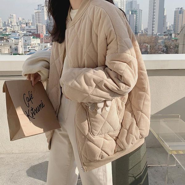 autumn winter corduroy women jackets v-neck puffer parkas high-quality warm oversize vintage wild coat women's down, Black
autumn winter corduroy women jackets v-neck puffer parkas high-quality warm oversize vintage wild coat women's down, Black