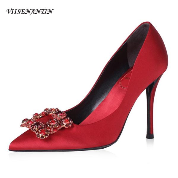 dress shoes bridal wedding women 2021 red satin rhinestone square buckle pointed high heels stiletto shallow mouth, Black
dress shoes bridal wedding women 2021 red satin rhinestone square buckle pointed high heels stiletto shallow mouth, Black