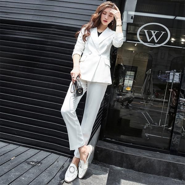 women's suits & blazers 2021women office business formal work wear sets uniform styles elegant pant jacket trouser lady suit, White;black
women's suits & blazers 2021women office business formal work wear sets uniform styles elegant pant jacket trouser lady suit, White;black