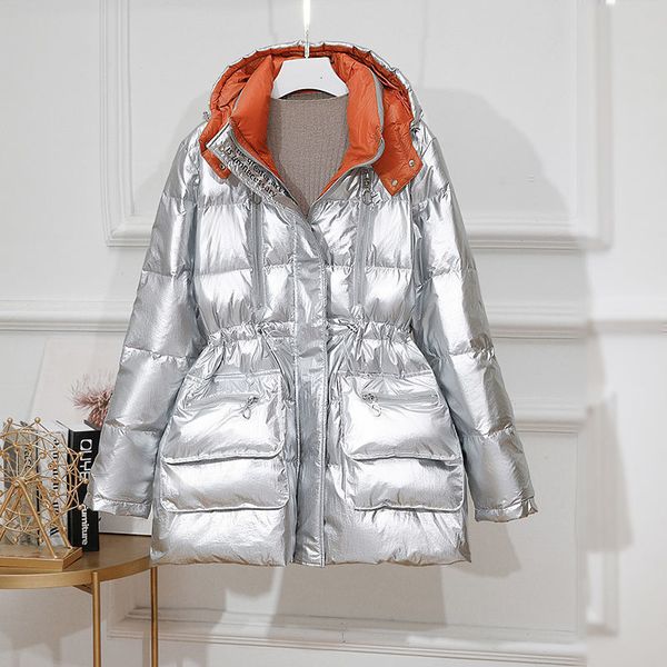 Female Winter Mid-long White Duck Femle Light Weight Shiny Down Jacket Hot Lady with Hood B182 R3c7, Black 
Female Winter Mid-long White Duck Femle Light Weight Shiny Down Jacket Hot Lady with Hood B182 R3c7, Black