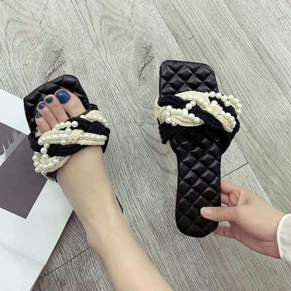 slippers striped ribbon cork sandals flat non-slip flip flop home shoes casual straw beach slipper pearl weaving, Black
slippers striped ribbon cork sandals flat non-slip flip flop home shoes casual straw beach slipper pearl weaving, Black