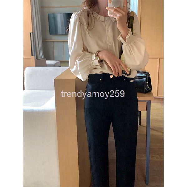 women's blouses & shirts pleated lotus leaf collar long sleeve shirt women's spring french solid button 16719, White
women's blouses & shirts pleated lotus leaf collar long sleeve shirt women's spring french solid button 16719, White
