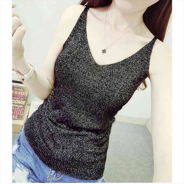 knitted gold womens tank thread strapless short sequined v neck blusa solid silver camis beige sweater, White
knitted gold womens tank thread strapless short sequined v neck blusa solid silver camis beige sweater, White