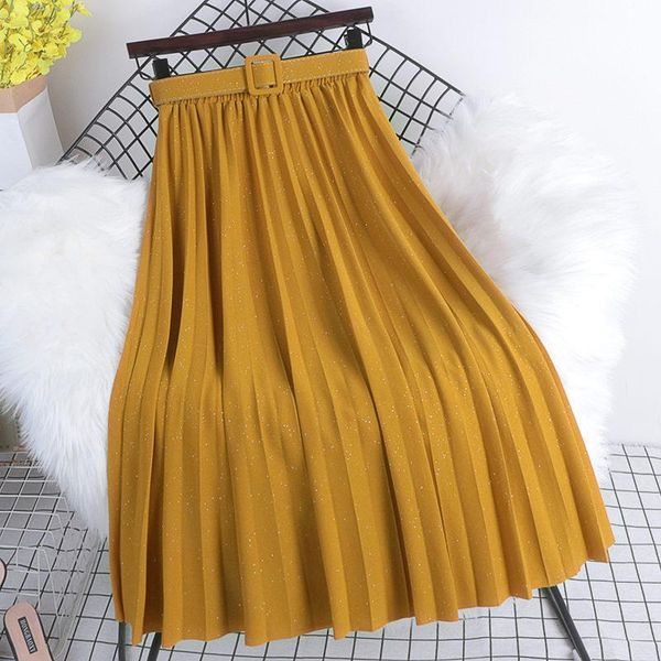 skirts 2021 spring elastic high waisted skirt mid-length solid color wild pleated women's fashion with belt jupe femme zh106, Black
skirts 2021 spring elastic high waisted skirt mid-length solid color wild pleated women's fashion with belt jupe femme zh106, Black