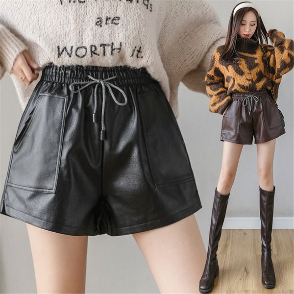 ladies pu leather shorts. leather pant style leather pants loose wide-leg pants fashion korean style all-match drawstring elastic waist wear, White;black
ladies pu leather shorts. leather pant style leather pants loose wide-leg pants fashion korean style all-match drawstring elastic waist wear, White;black