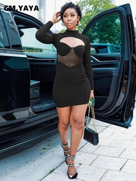 casual dresses cm.yaya women dress solid o-neck long sleeves mech patchwork hole slim mini party autumn 2021, Black;gray
casual dresses cm.yaya women dress solid o-neck long sleeves mech patchwork hole slim mini party autumn 2021, Black;gray