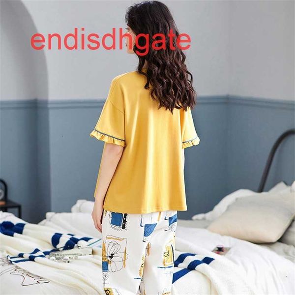 factorykmvanew match 2021 tight summer cotton pajamas women's short sleeve capris yellow fresh and breathable suit home c, Black;white
factorykmvanew match 2021 tight summer cotton pajamas women's short sleeve capris yellow fresh and breathable suit home c, Black;white