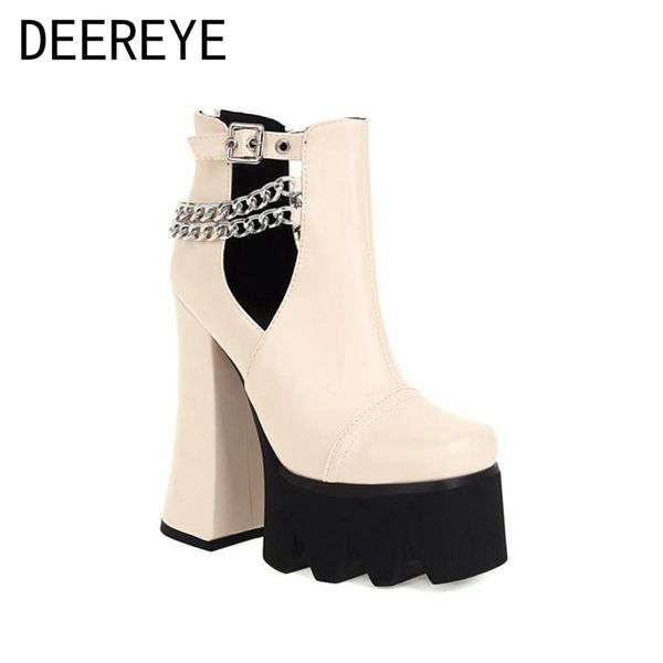 dress shoes 2021 women pu ankle boots side hollow silver chain 15cm chunky high heel buckles platform square toe back zipper party booties, Black
dress shoes 2021 women pu ankle boots side hollow silver chain 15cm chunky high heel buckles platform square toe back zipper party booties, Black