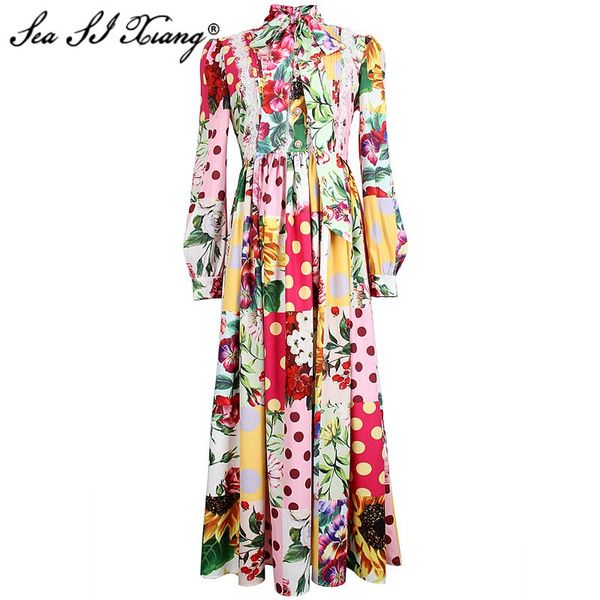 casual dresses seasixiang fashion designer spring dress women's long sleeve beading diamonds vintage floral-print, Black;gray
casual dresses seasixiang fashion designer spring dress women's long sleeve beading diamonds vintage floral-print, Black;gray