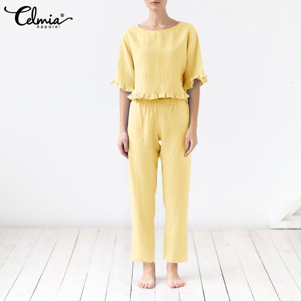 celmia summer women lounge sets casual half sleeve o neck pajama sets homewear solid ruffles plus size 2pcs solid sleepwear 5xl, White;black
celmia summer women lounge sets casual half sleeve o neck pajama sets homewear solid ruffles plus size 2pcs solid sleepwear 5xl, White;black