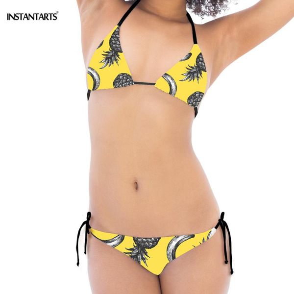 women's swimwear instantarts banana print push up bandage bikinis set low waist women brazilian biquini swim suit triangle bathing, White;black
women's swimwear instantarts banana print push up bandage bikinis set low waist women brazilian biquini swim suit triangle bathing, White;black