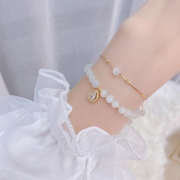 link, chain zakol korean double layered wear teardrop cubic zirconia charms bracelets for women fashion round opal party jewelry accessorie, Black
link, chain zakol korean double layered wear teardrop cubic zirconia charms bracelets for women fashion round opal party jewelry accessorie, Black