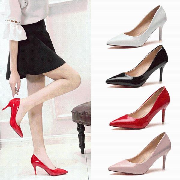 dress shoes larger size 42 high heels women patent leather pumps pointed toe boat thick wedding bride romeetse, Black
dress shoes larger size 42 high heels women patent leather pumps pointed toe boat thick wedding bride romeetse, Black