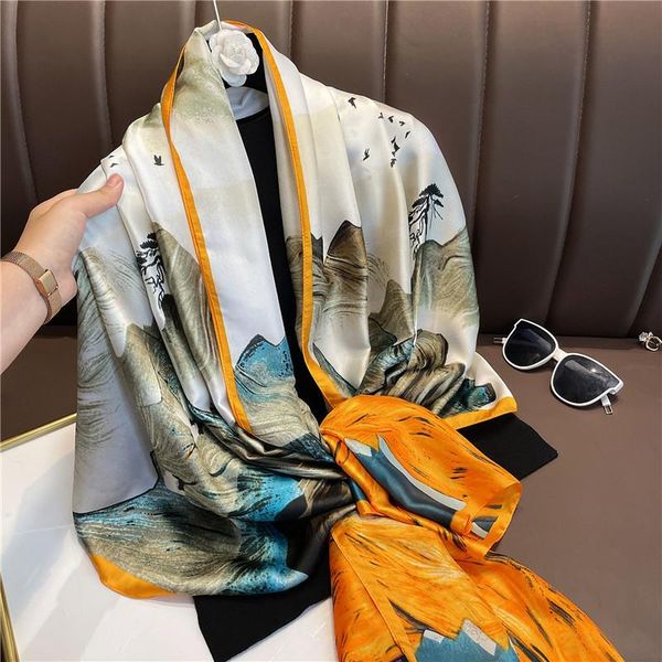 scarves retro print silk scarf women long soft fashion chiffon wrap simulation shawl ladies beach bandana 2021, Blue;gray
scarves retro print silk scarf women long soft fashion chiffon wrap simulation shawl ladies beach bandana 2021, Blue;gray