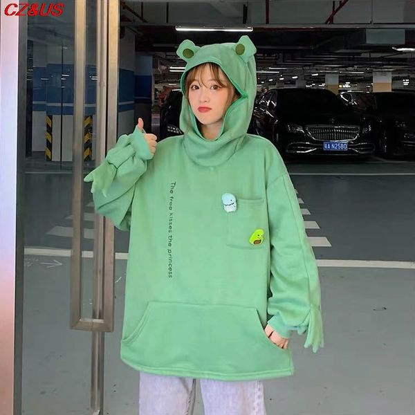 women hoodie cute 2021 autumn winter harajuku frog pullover hooded loose casual sweatshirts embroidery doll decoration, Black
women hoodie cute 2021 autumn winter harajuku frog pullover hooded loose casual sweatshirts embroidery doll decoration, Black