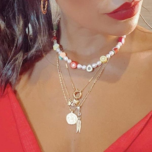 boho summer lovely fruit beaded necklace handmade luxury freshwater pearl jewelry choker exquisite trendy clay fruit accessories, Golden;silver
boho summer lovely fruit beaded necklace handmade luxury freshwater pearl jewelry choker exquisite trendy clay fruit accessories, Golden;silver