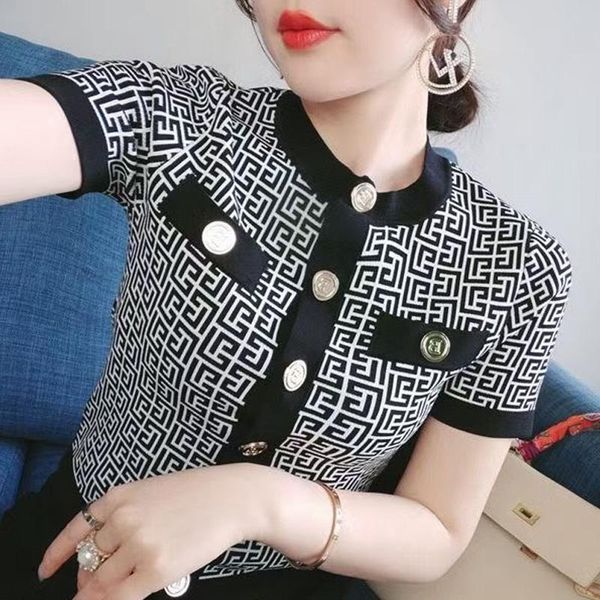 women's t-shirt design chic ins designer short sleeve summer thin knitted korea japan letter graphic tees women runway t shirt ladies, White
women's t-shirt design chic ins designer short sleeve summer thin knitted korea japan letter graphic tees women runway t shirt ladies, White
