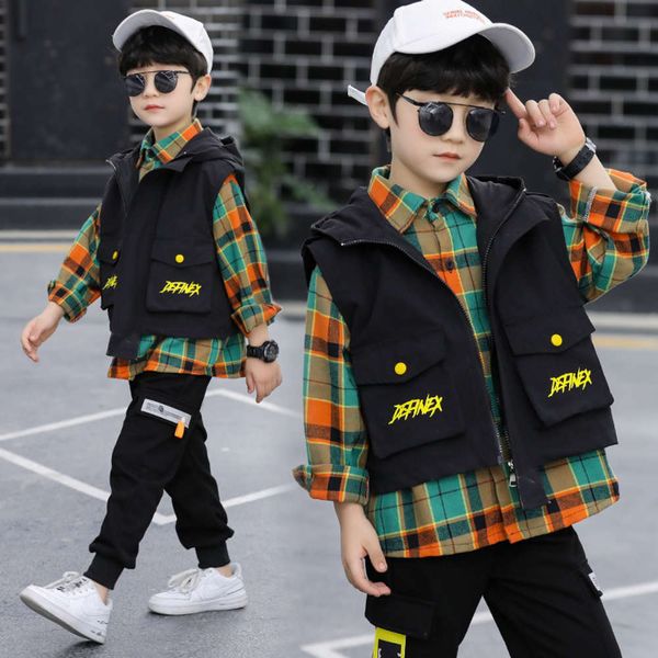 spring piece vest 2021 boy's and three autumn western style plaid shirt children's casual sports pants suit korean fashion, White
spring piece vest 2021 boy's and three autumn western style plaid shirt children's casual sports pants suit korean fashion, White