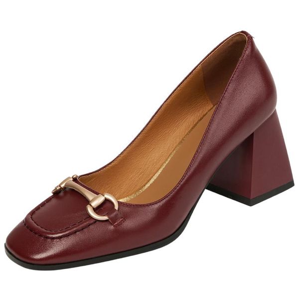 dress shoes women's genuine leather thick high heel metal buckle sqaure toe slip-on pumps style female soft comfortable heels women, Black
dress shoes women's genuine leather thick high heel metal buckle sqaure toe slip-on pumps style female soft comfortable heels women, Black