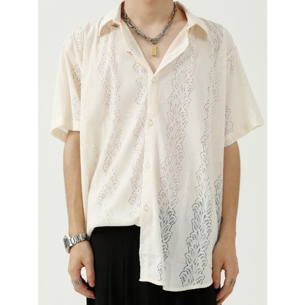 men's casual shirts men clothing 2021 summer product korean version loose personality fashion shirt hollow design thin trend, White;black
men's casual shirts men clothing 2021 summer product korean version loose personality fashion shirt hollow design thin trend, White;black