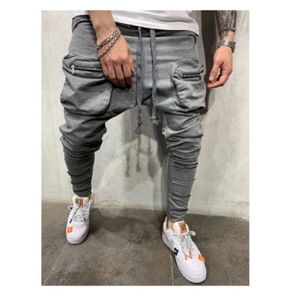 2019 spring and autumn men's schoolbag small foot zipper patch pocket slim fit sports pants for men, Black
2019 spring and autumn men's schoolbag small foot zipper patch pocket slim fit sports pants for men, Black