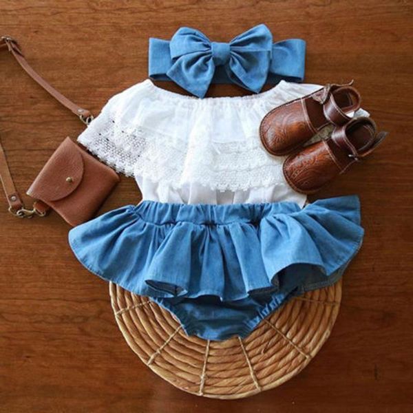 clothing sets summer born baby girl clothes dress outfit lace ruffled demin shorts dress+headband girls ropa niña, White
clothing sets summer born baby girl clothes dress outfit lace ruffled demin shorts dress+headband girls ropa niña, White