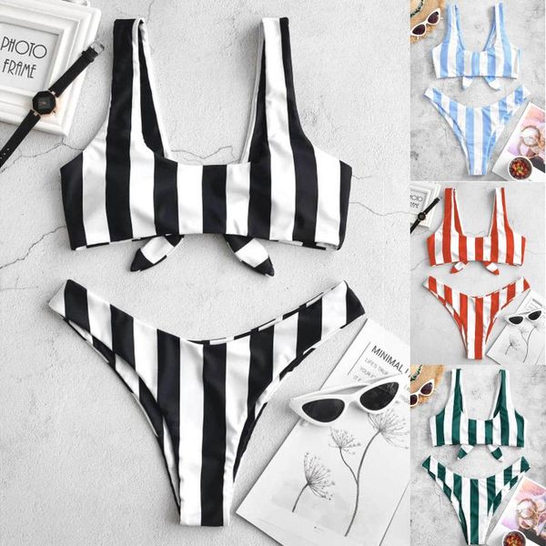 women's swimwear swimming suit 2021 bikini swimsuit womens striped print set bandage tankini beach bathing, White;black
women's swimwear swimming suit 2021 bikini swimsuit womens striped print set bandage tankini beach bathing, White;black