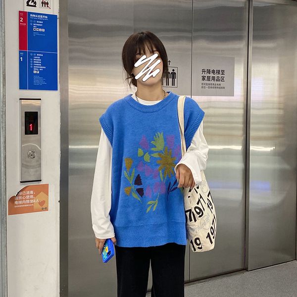 2021 new autumn and winter korean style knitted blue floral sleeveless vest sweaters pullovers womens (443) 91ca, White;black
2021 new autumn and winter korean style knitted blue floral sleeveless vest sweaters pullovers womens (443) 91ca, White;black
