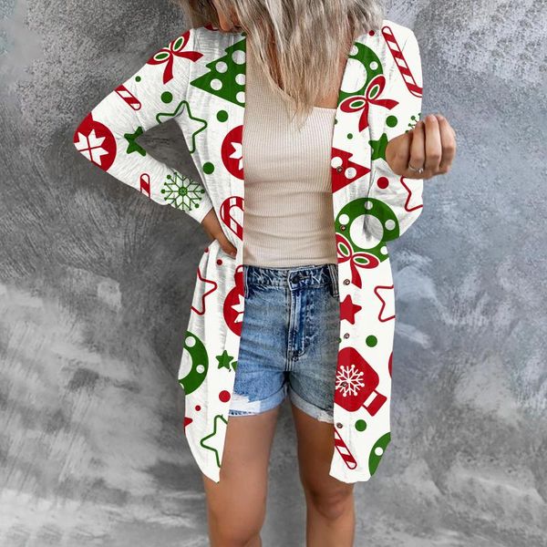 women's knits & tees women mesh coat, long sleeve print buttons christmas casual party street thin cardigan, White
women's knits & tees women mesh coat, long sleeve print buttons christmas casual party street thin cardigan, White