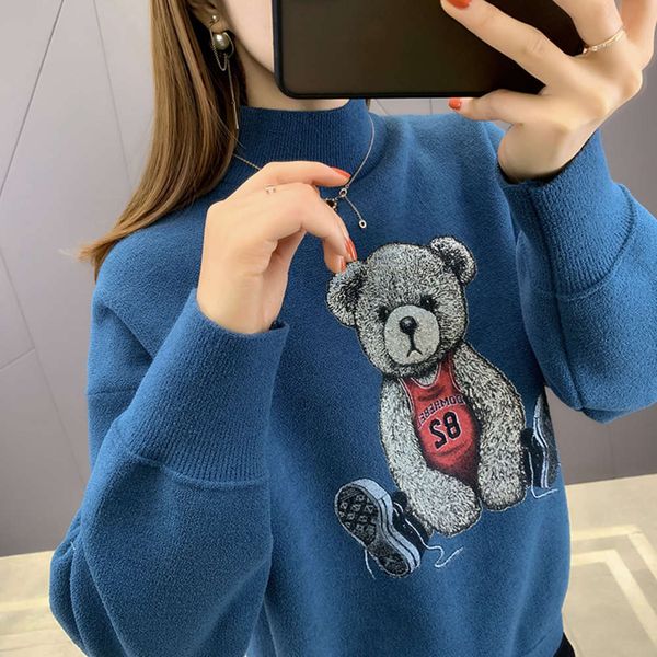 small sweater 2021 new western style half high collar knitted bottomed sweater, thickened loose in autumn and winter, White;black
small sweater 2021 new western style half high collar knitted bottomed sweater, thickened loose in autumn and winter, White;black