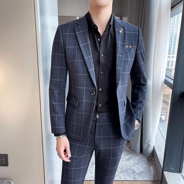 men's suits & blazers left rom fashion british plaid suit 2-piece suit, groom wedding dress, business formal overalls, social prom dres, White;black
men's suits & blazers left rom fashion british plaid suit 2-piece suit, groom wedding dress, business formal overalls, social prom dres, White;black