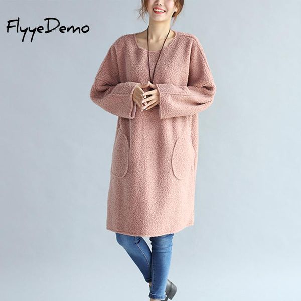 casual dresses women fleece dress 2021 autumn winter oversized batwing vestidos thickening o neck pink black loose robe, Black;gray
casual dresses women fleece dress 2021 autumn winter oversized batwing vestidos thickening o neck pink black loose robe, Black;gray
