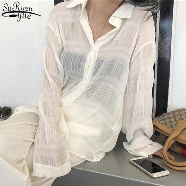 women's blouses & shirts 2021 cardigan chiffon puff sleeve long women shirt sun protection pleated casual plus size loose blouse 10140, White
women's blouses & shirts 2021 cardigan chiffon puff sleeve long women shirt sun protection pleated casual plus size loose blouse 10140, White