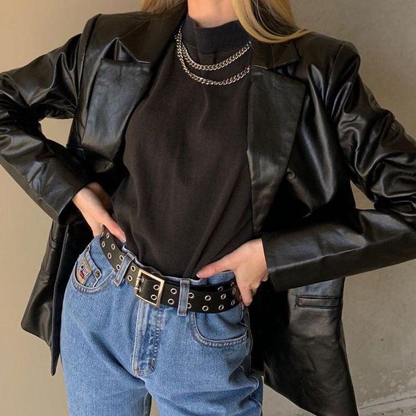 women's leather & faux autumn winter 2021 punk pu black jackets for women harajuku turn down long sleeve coats and suit overcoat
women's leather & faux autumn winter 2021 punk pu black jackets for women harajuku turn down long sleeve coats and suit overcoat